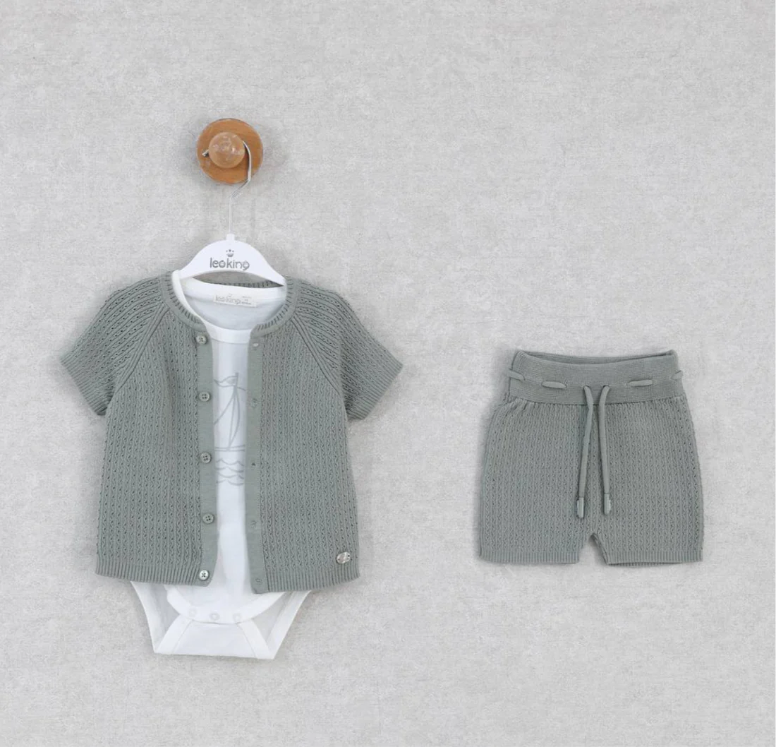 Baby Boy Moss Gray Knit Set