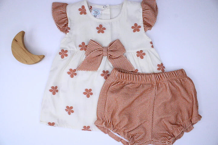 Baby Girl 2 Pieces Olive Flowers Set