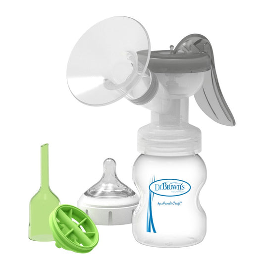 Dr. Brown’s™ Manual Breast Pump with SoftShape™ Silicone Shield & Anti-Colic Options+™ Wide-Neck Baby Bottle 5 oz/150 mL