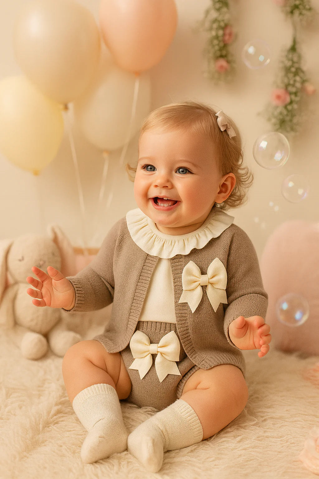 Baby Girl Fashion 3 Pieces Taupe Set