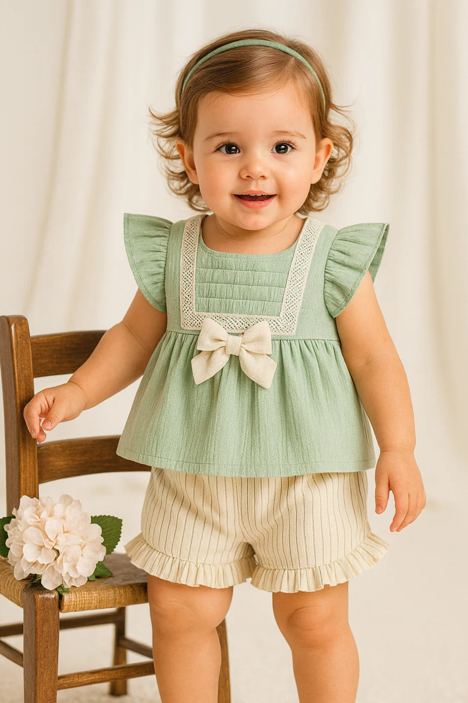 Baby Girl Lace & Ruffle Muslin Set
