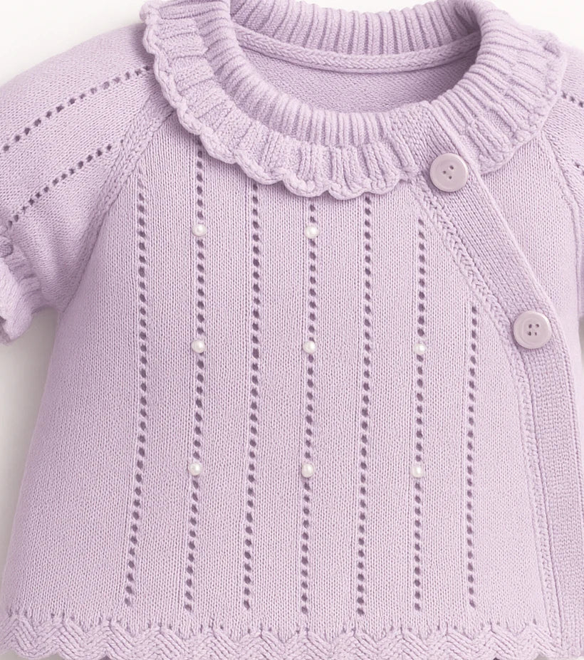 Baby Girl Soft Lavender Cotton Knit Set