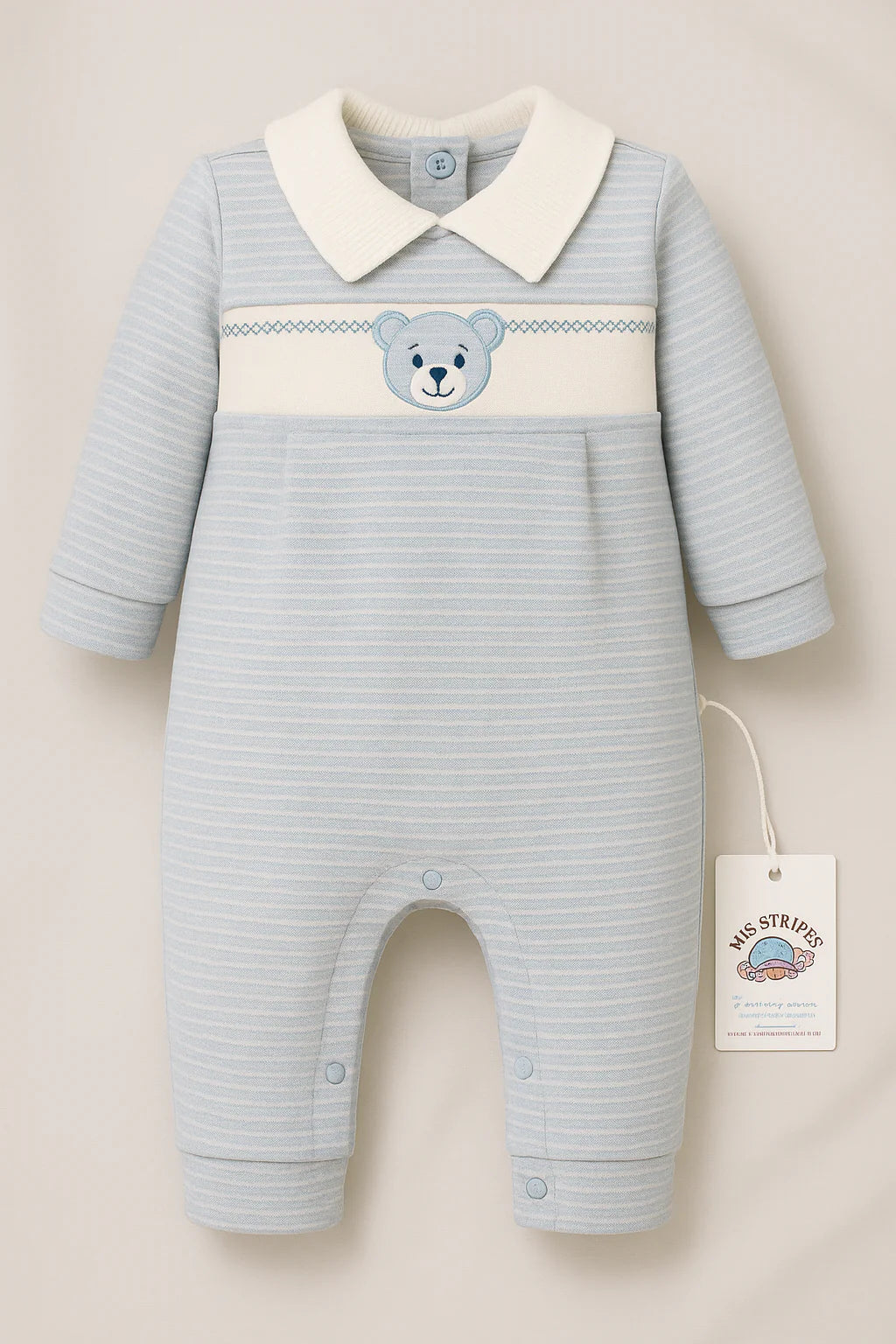 Blue Teddy Cotton Romper