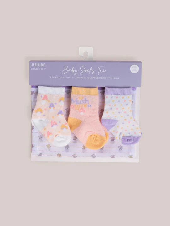 3-Pack Soft Durable Baby Socks Set - Mushy Love