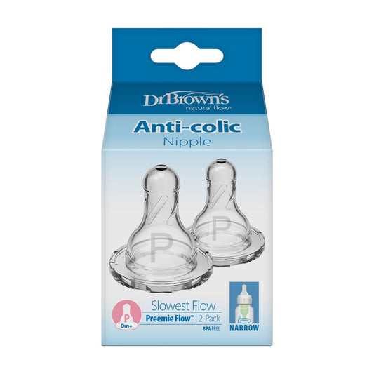 Dr. Brown’s Natural Flow® Narrow Baby Bottle Silicone Nipple, 2-Pack Preemie