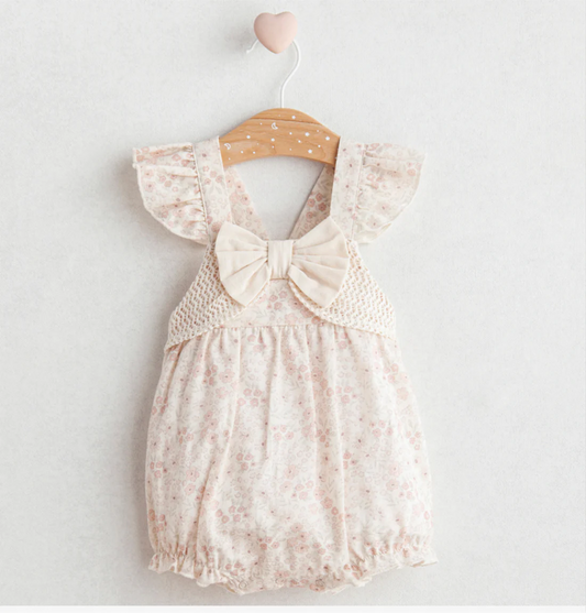 Baby Girl Floral Romper with Bow – Sweetness in Every Stitch
