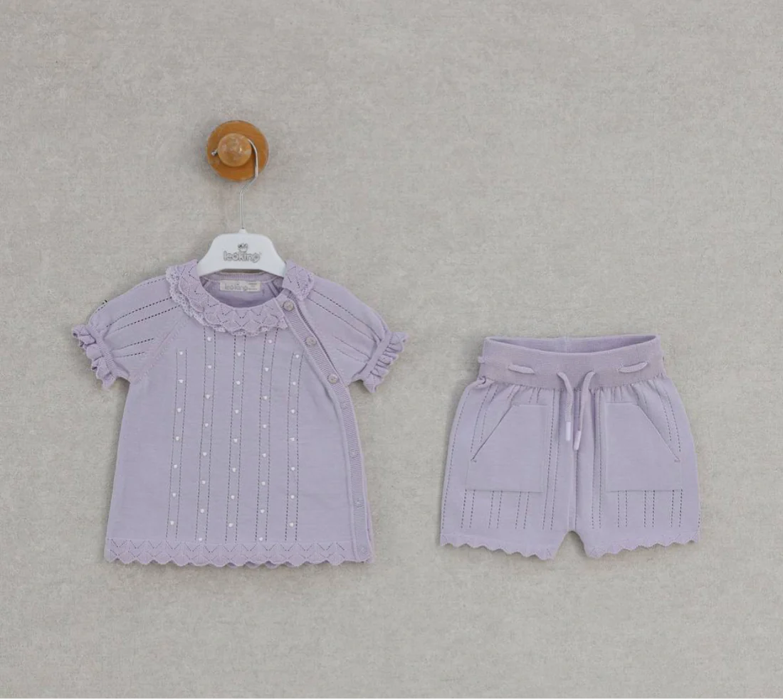 Baby Girl Soft Lavender Cotton Knit Set