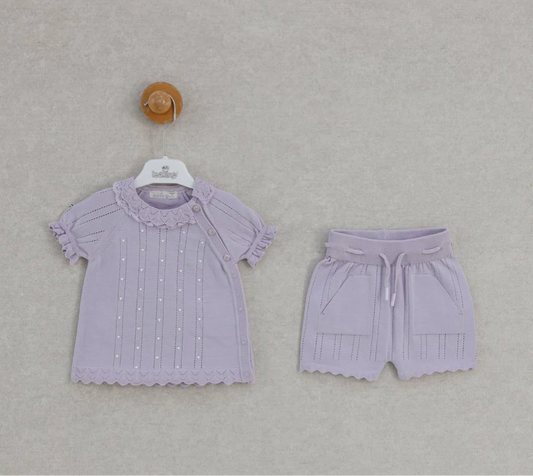 Baby Girl Soft Lavender Cotton Knit Set