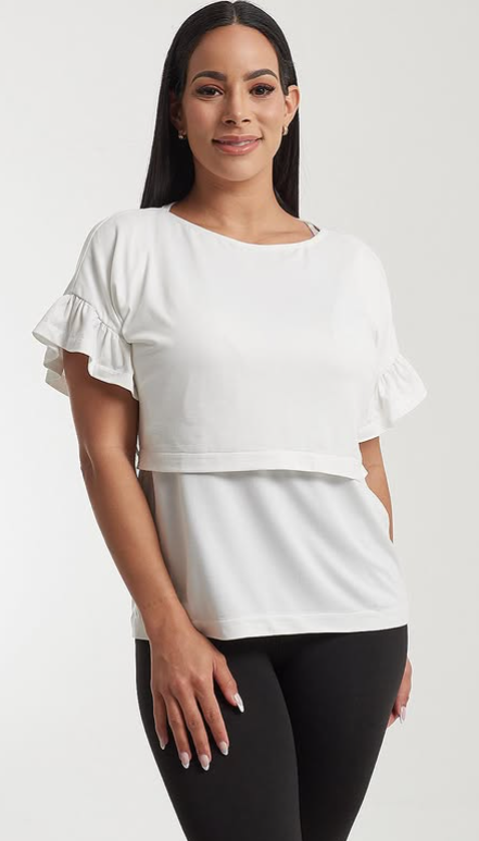 Blusa de Lactancia con Volantes – Comodidad y Estilo para Mamá
