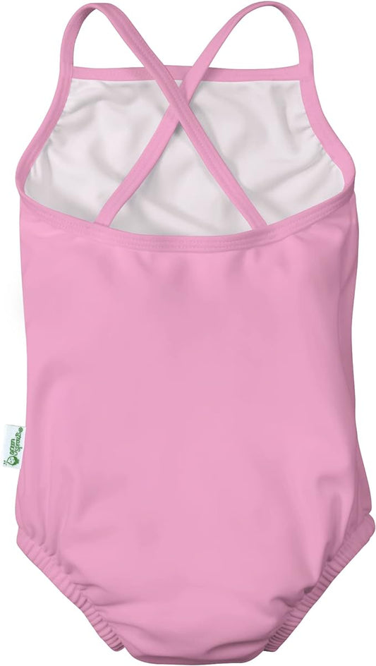 One-piece Classic Swimsuit with Built-in Reusable Absorbent Swim Diaper