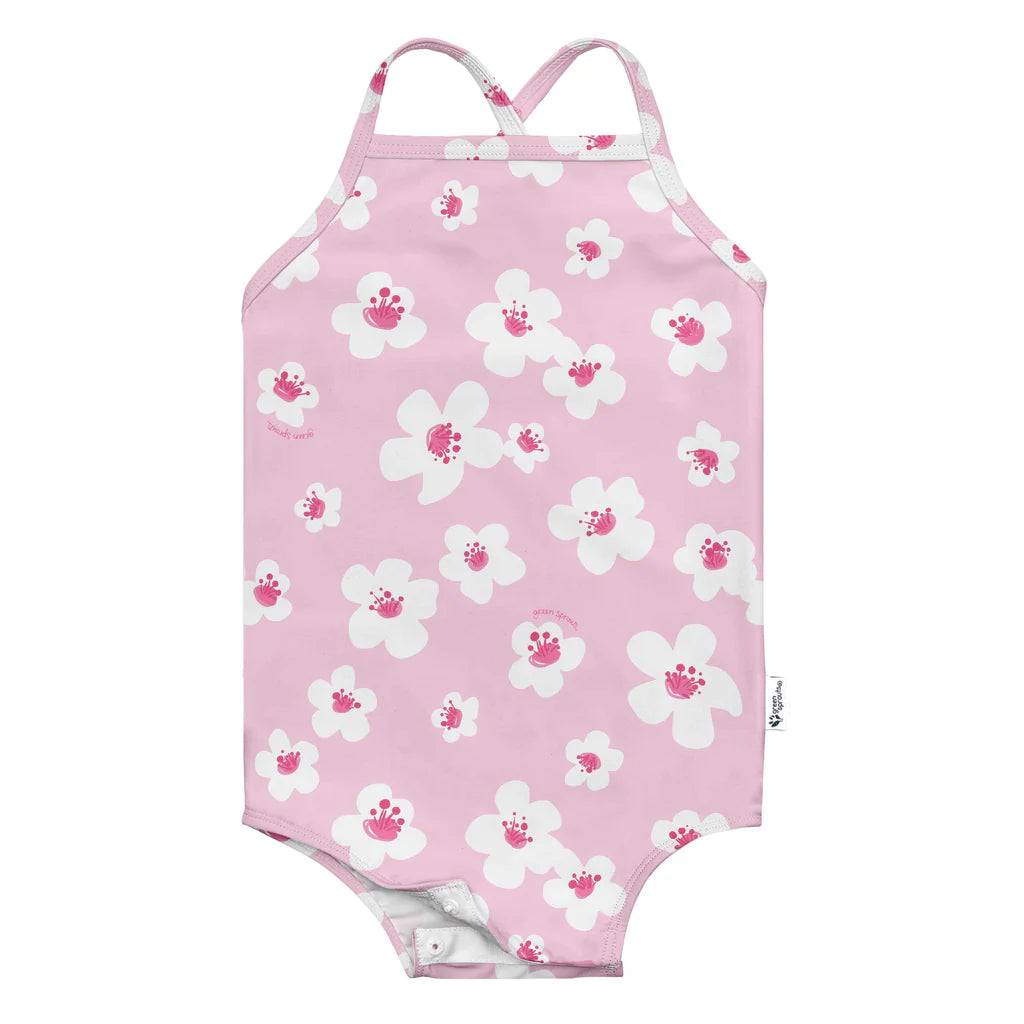 One-piece Classic Swimsuit with Built-in Reusable Absorbent Swim Diaper