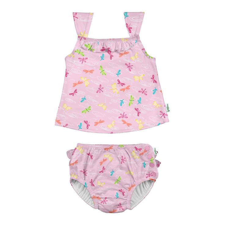 Swim Diapers - Tankini De Dos Piezas Con Volantes Y Pañales Absorbentes Reutilizables