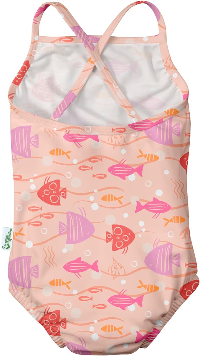 One-piece Classic Swimsuit with Built-in Reusable Absorbent Swim Diaper