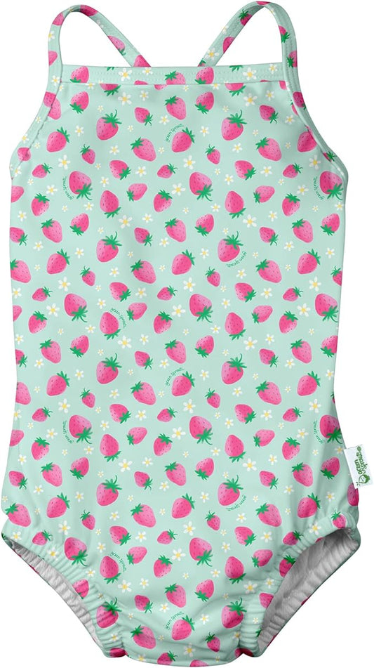 One-piece Classic Swimsuit with Built-in Reusable Absorbent Swim Diaper