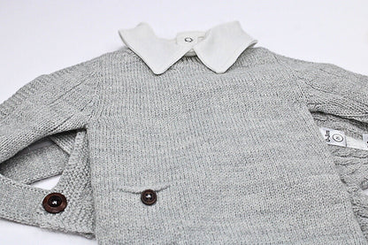 Baby Boy 3 Pieces Gray Jumper with Long Sleeve Shirt