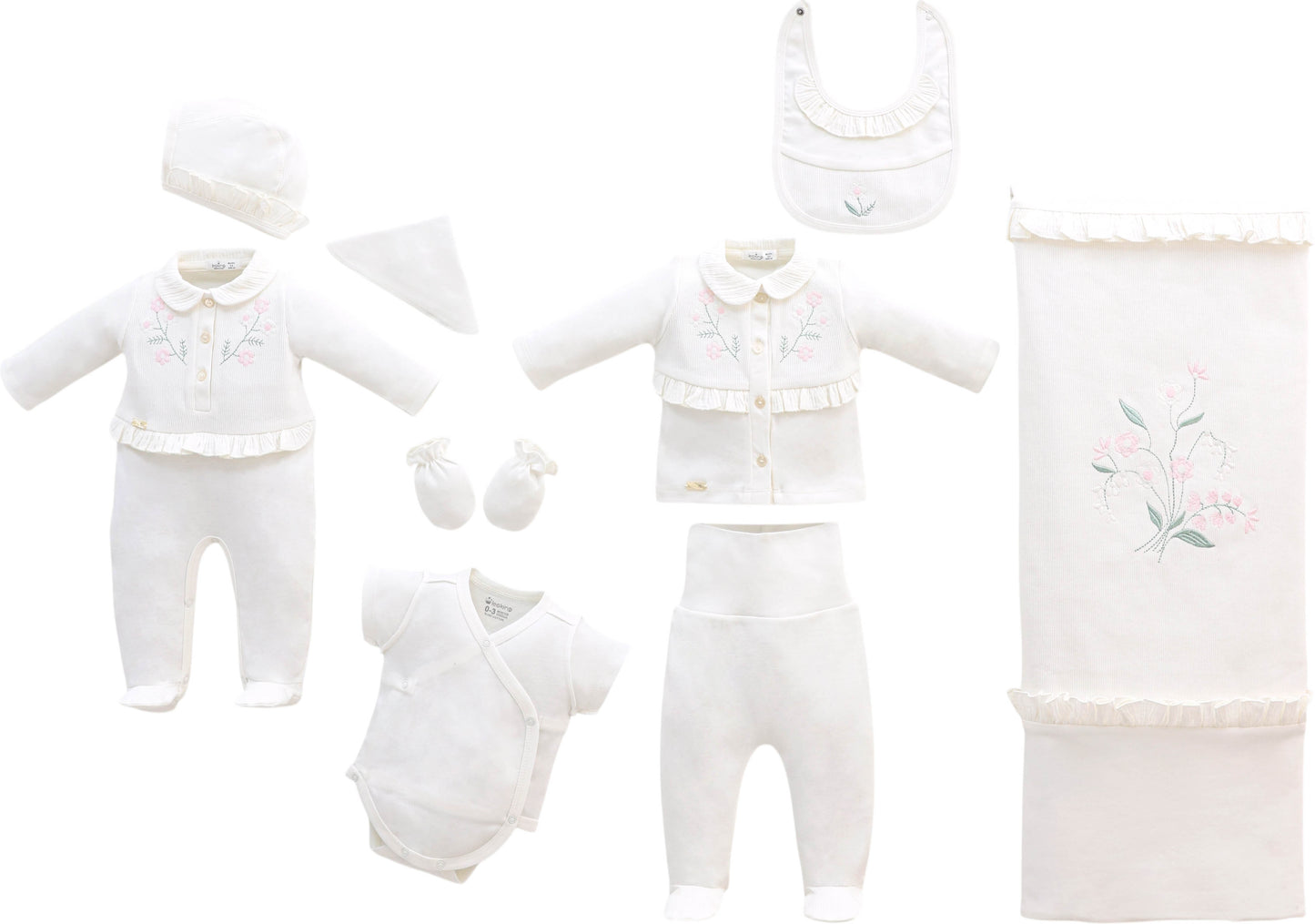 Baby Girl Newborn Set Of 8 Pieces – White
