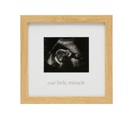 Kate & Milo Our Little Miracle Sonogram Frame, Classic Wooden Picture Frame, Gender-Neutral Baby Nursery Décor