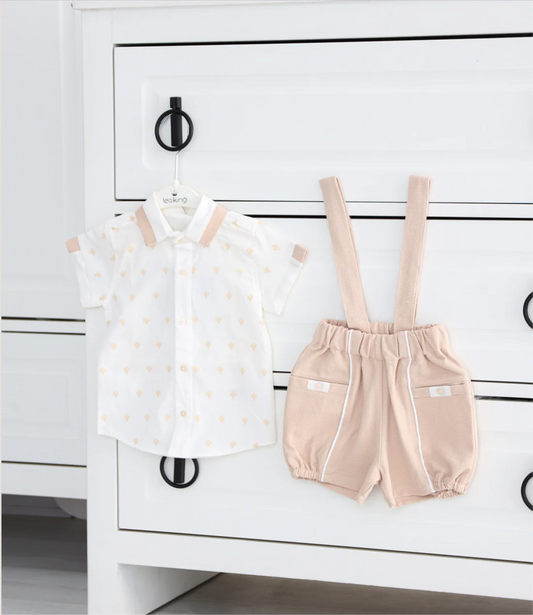 Baby Boy 2-Piece Suspender Shorts Set