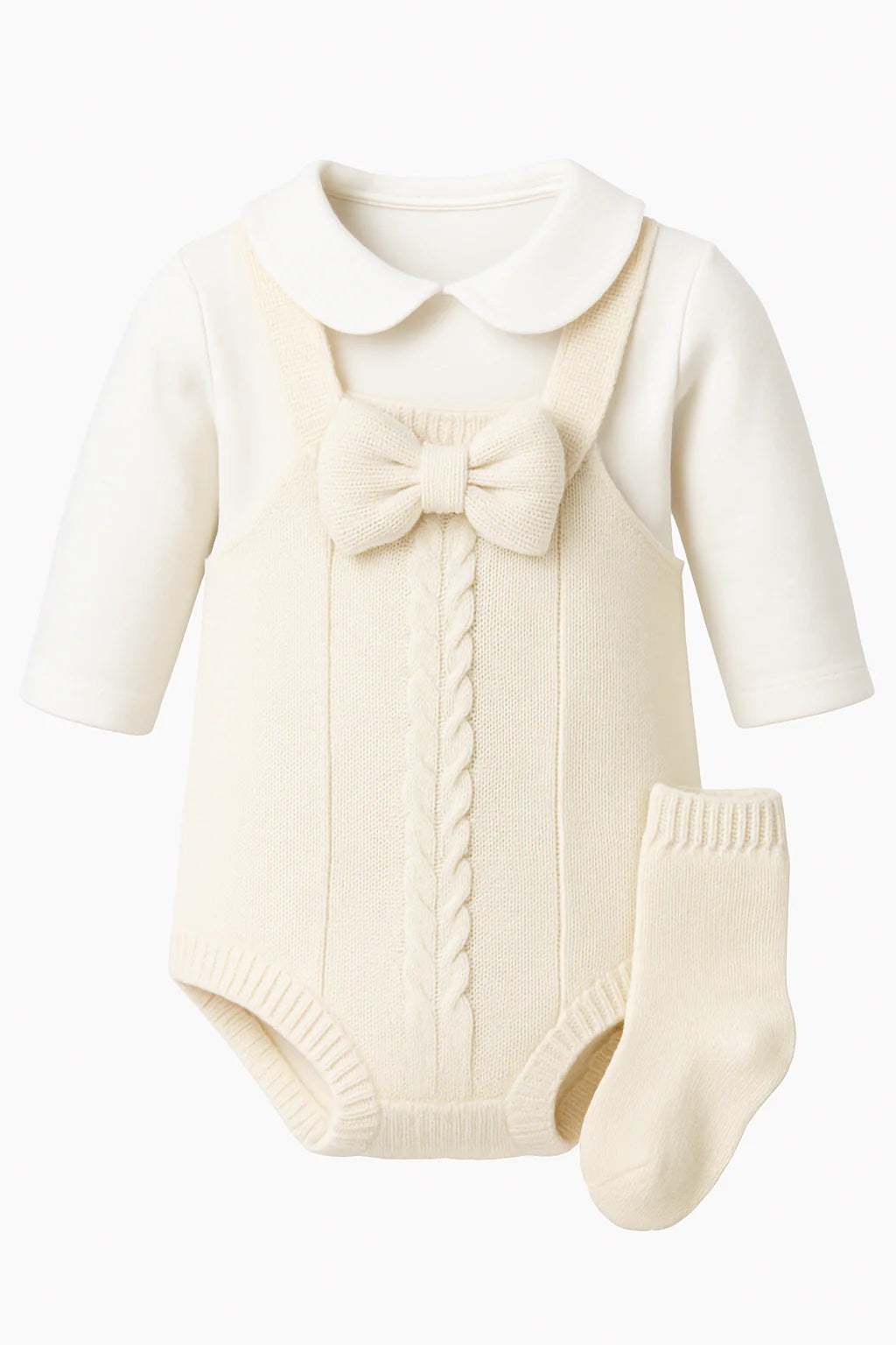 Baby Girl 3 Pieces Beige Rumper