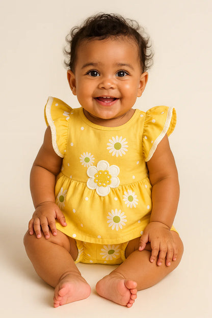 Baby Girl Daisy Cotton Set