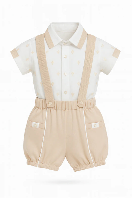 Baby Boy 2-Piece Suspender Shorts Set