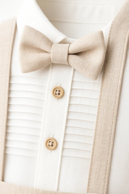 Baby Boy Linen Suspender Short Set