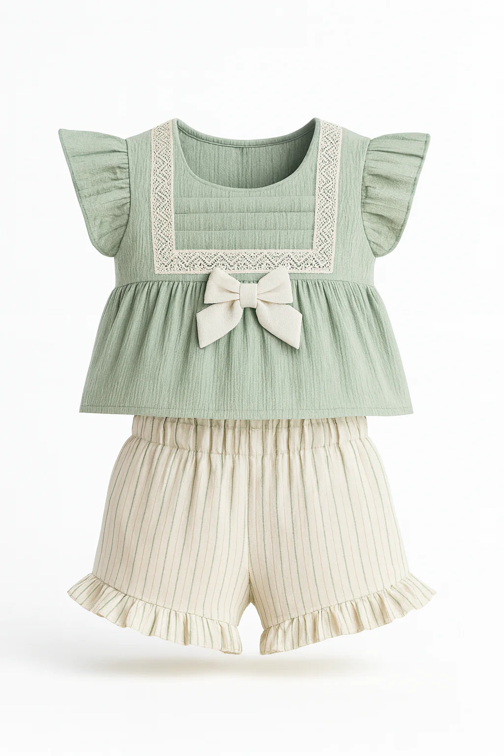 Baby Girl Lace & Ruffle Muslin Set