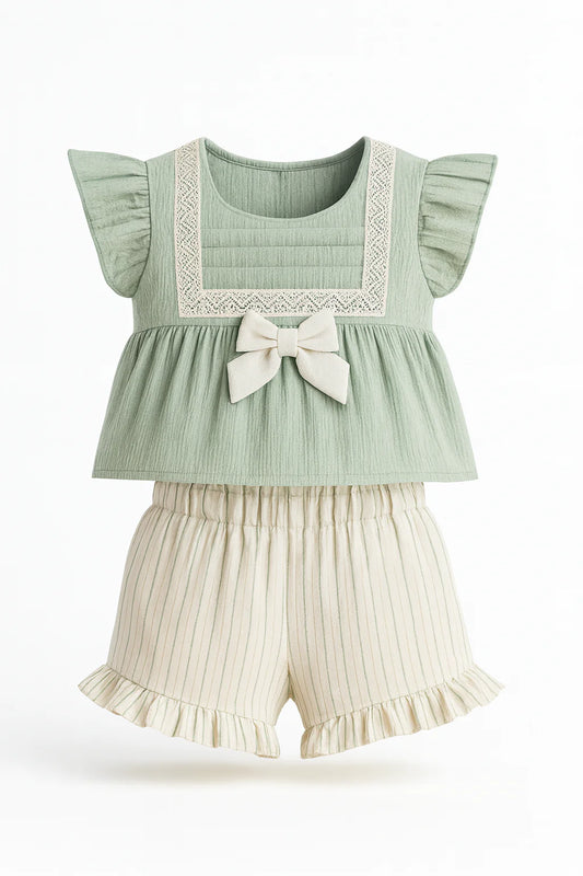 Baby Girl Lace & Ruffle Muslin Set