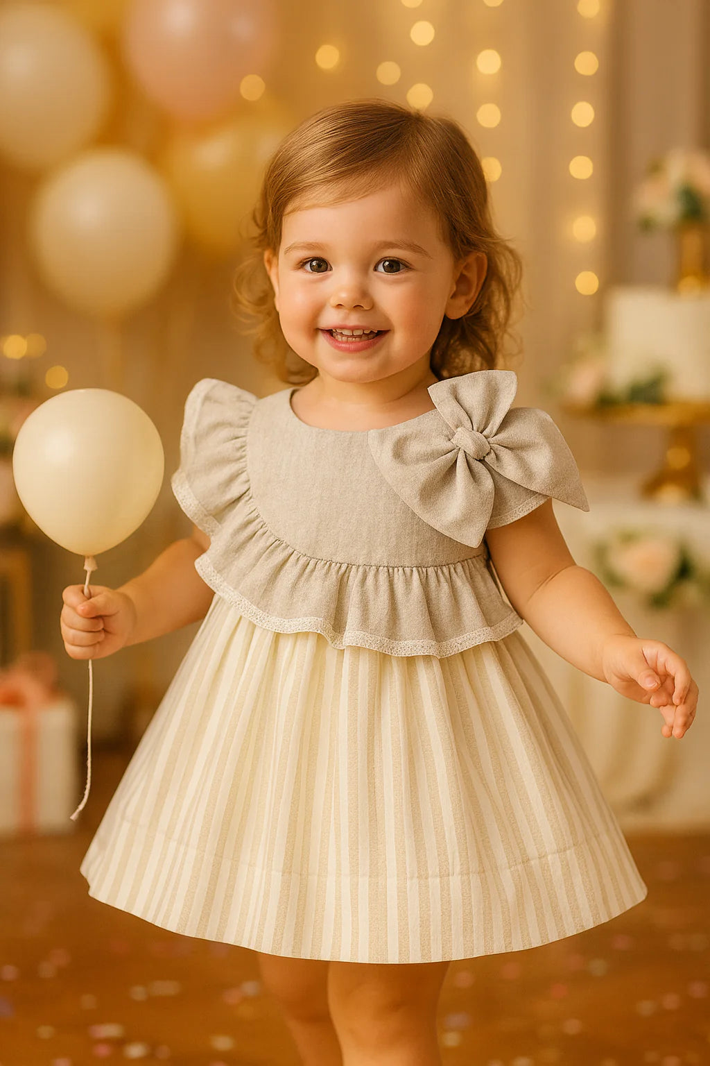 Baby Girl Ruffle Dress with Bow – Sweetness in Every Detail