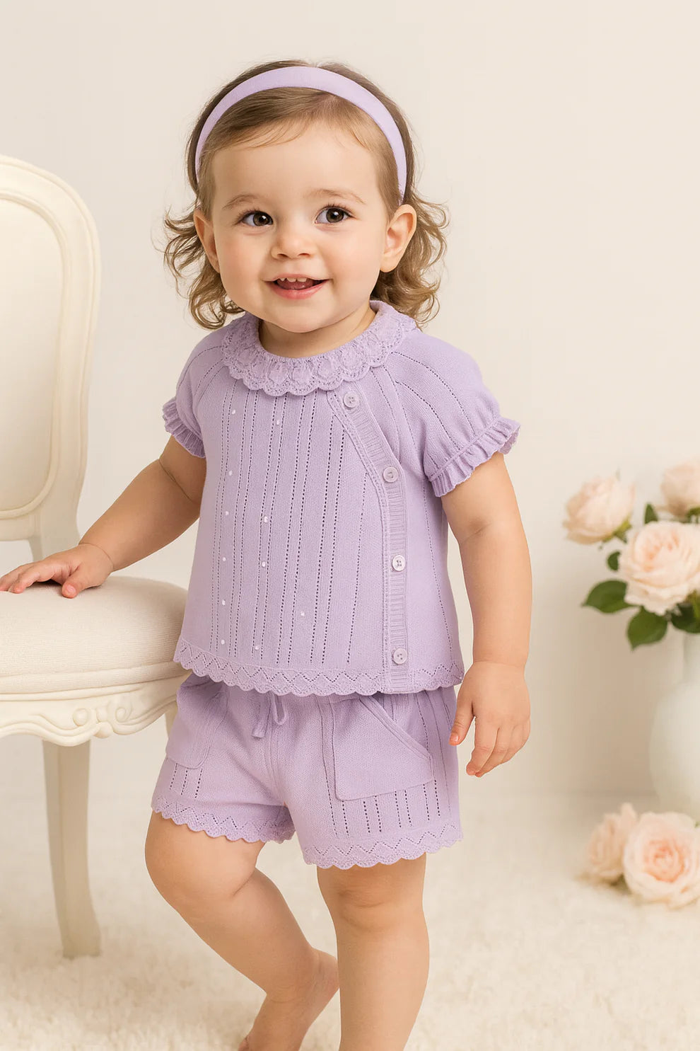Baby Girl Soft Lavender Cotton Knit Set