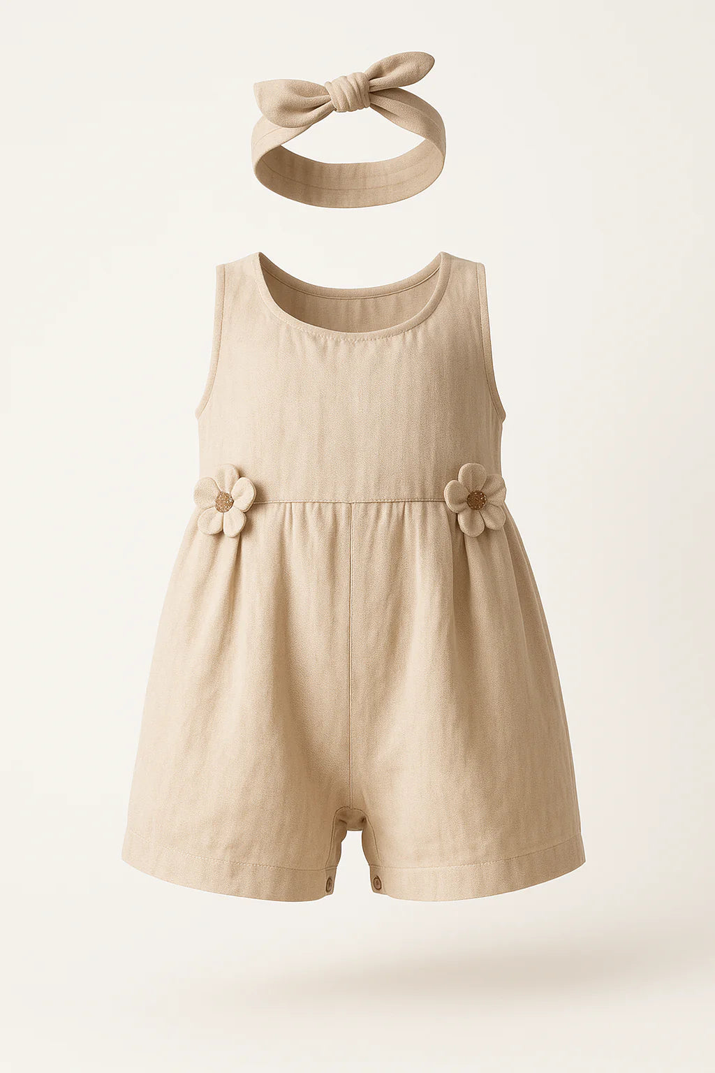 Beige Bloom Baby Overall