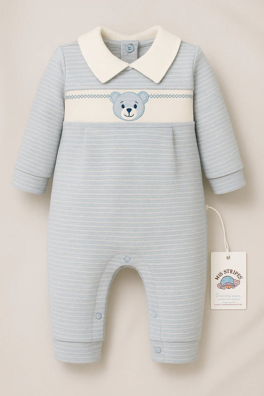 Blue Teddy Cotton Romper