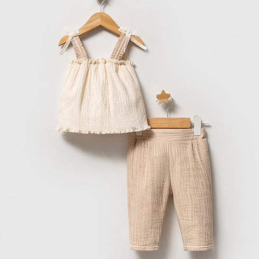 Set Penélope Beige Elegance – 2 Piezas para Bebé Niña