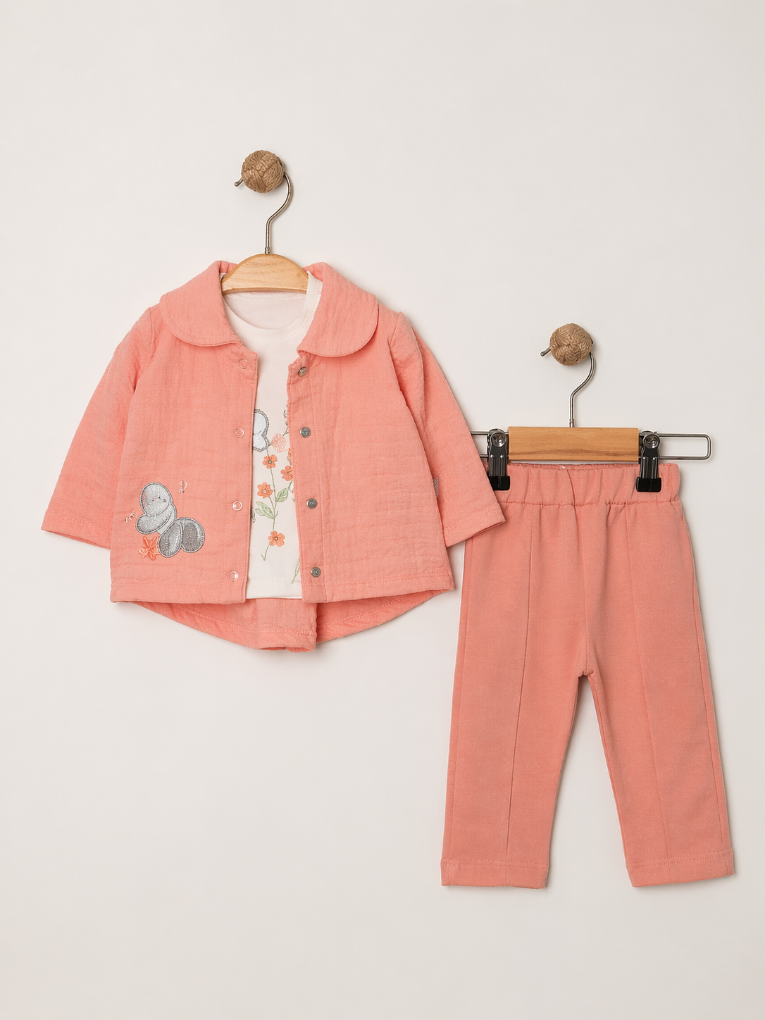 Set Mariposa Coral – 3 Piezas para Bebé Niña