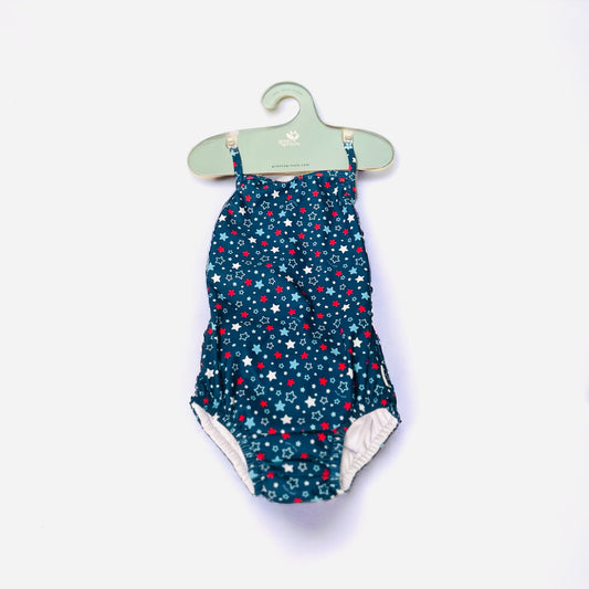 One-piece Classic Swimsuit with Built-in Reusable Absorbent Swim Diaper