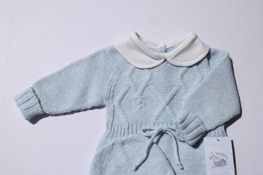 Classic Knitted Baby Romper with Beanie