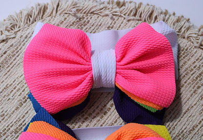 Fluffy Neon Bow Headbands 0-12m