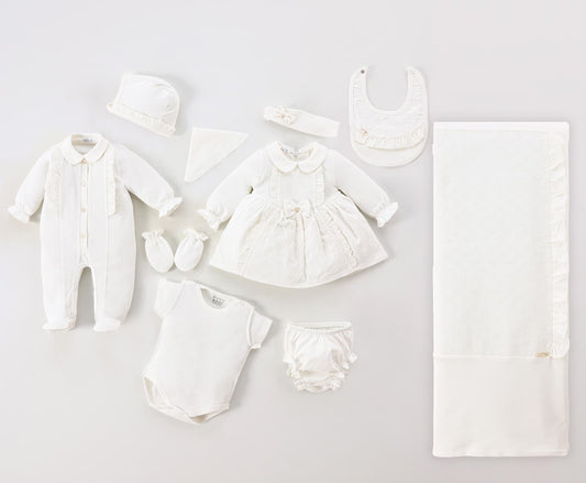 Set de recién nacido para niña de 10 piezas color blanco - Babies Heaven
