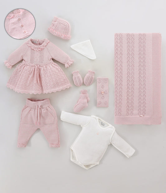 Set de recién nacido para niña de 7 piezas color rosado - Babies Heaven