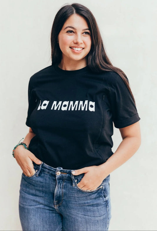 Playera de lactancia negra la mamma