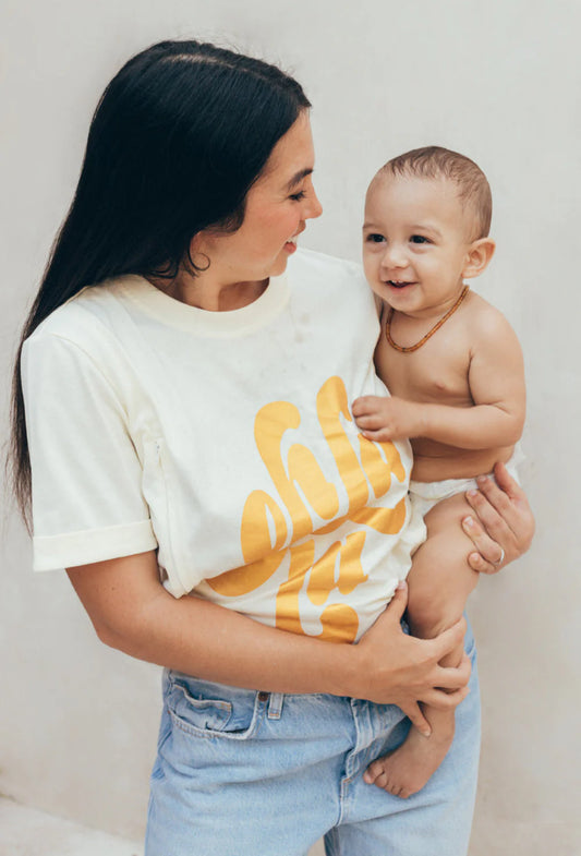 Playera de lactancia amarilla oh la la