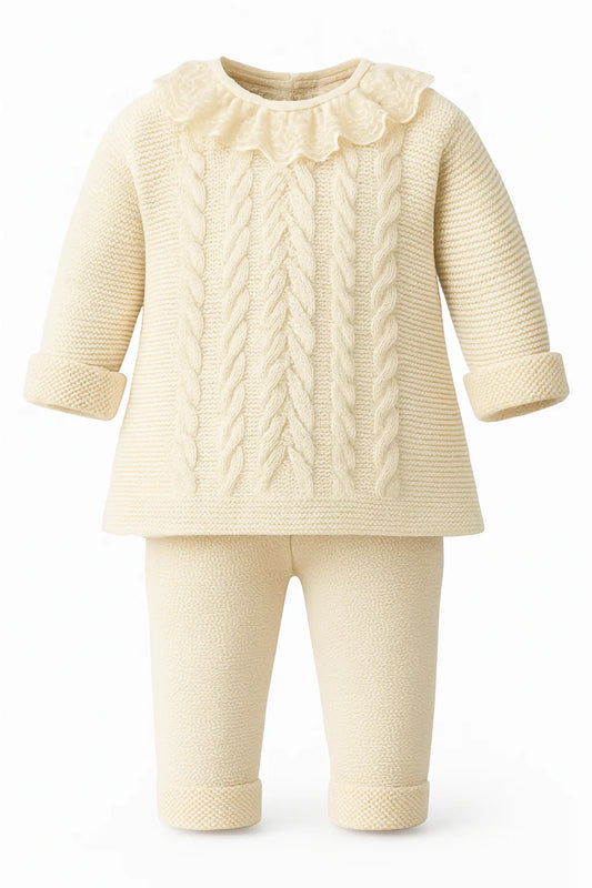 Two-Piece Knit Set with Lace