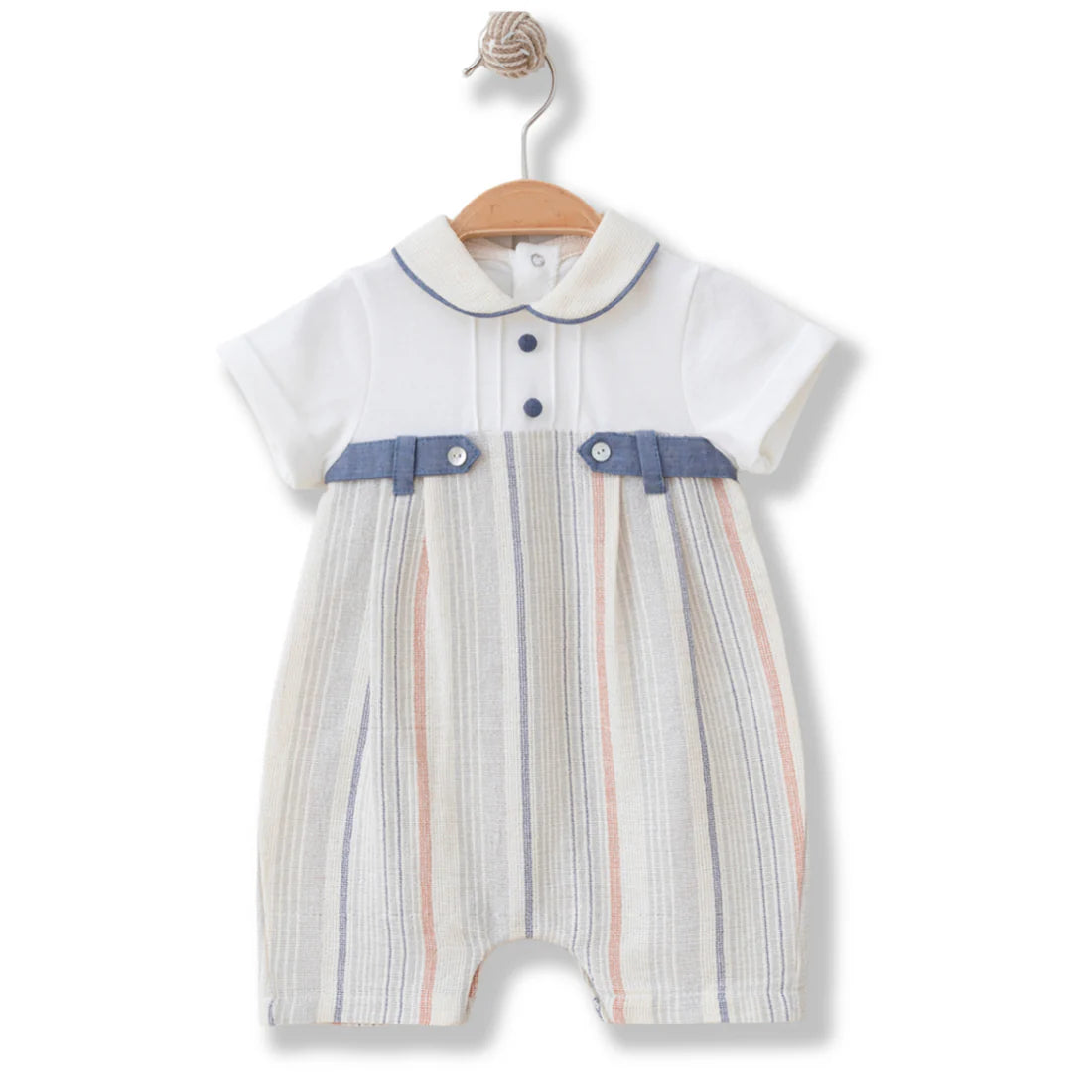 Baby Boy Blue and Cream Romper