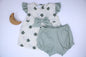 Baby Girl 2 Pieces Olive Flowers Set