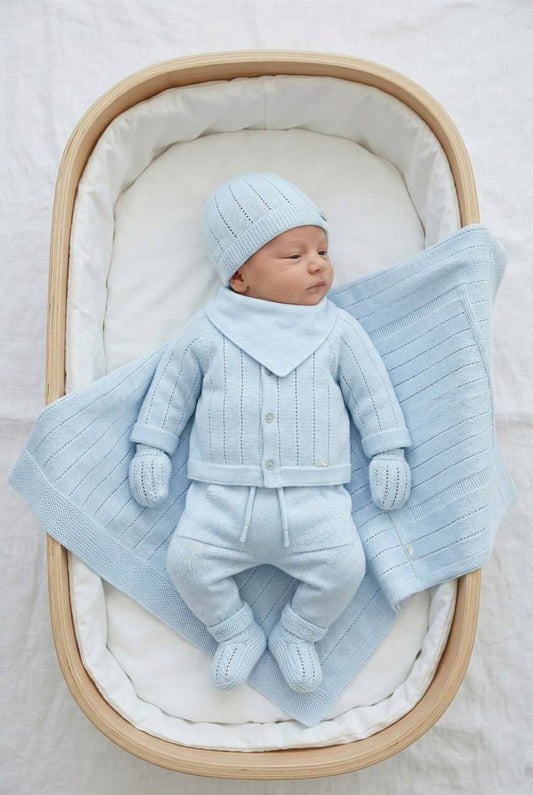 Set de recién nacido para niño de 9 piezas color azul - detalle - Babies Heaven